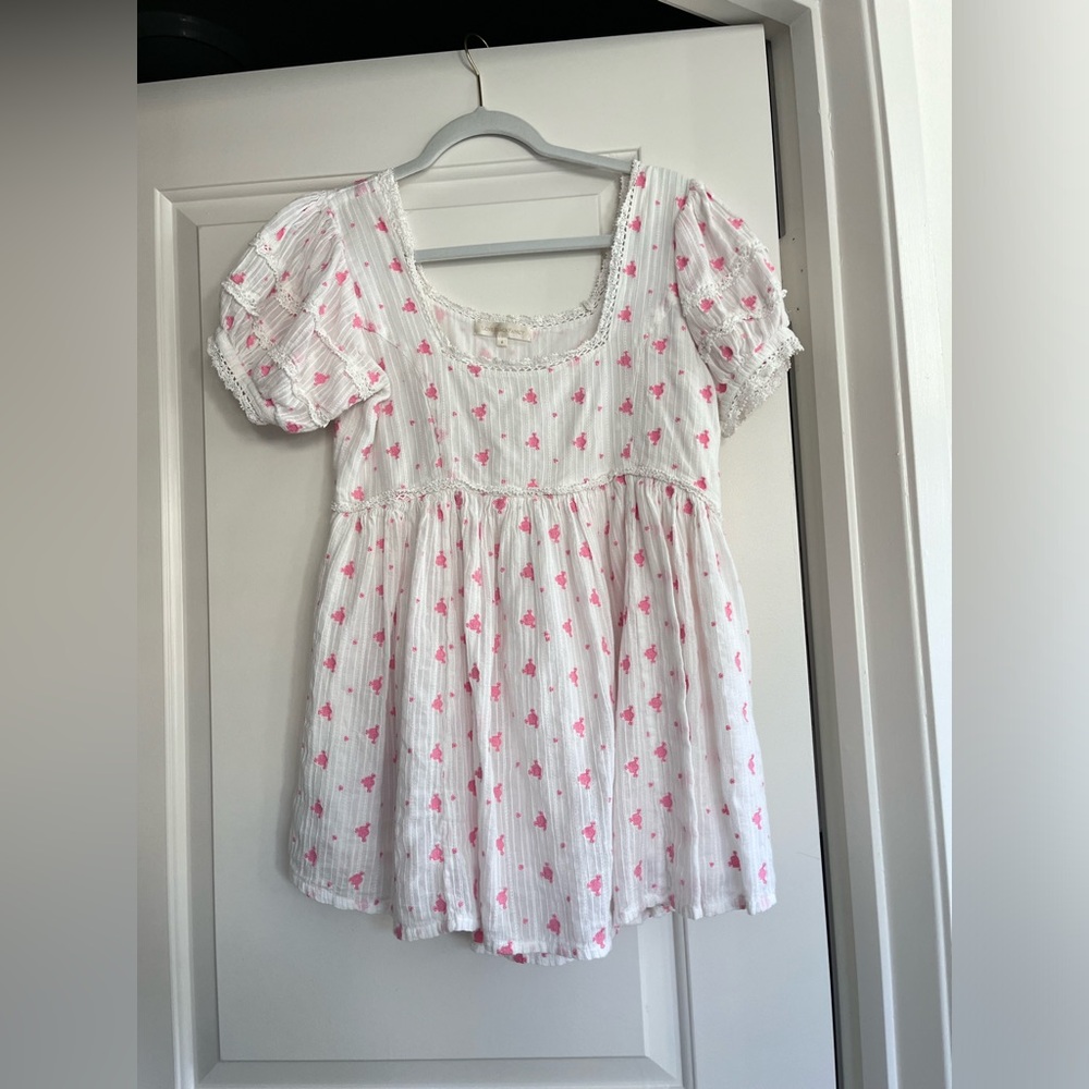 LoveShackFancy White and Pink Dress